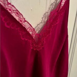 Victoria's Secret Fuchsia Satin and Lace Trim Cami